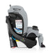 Gray and black car seat with visible branding on a white background