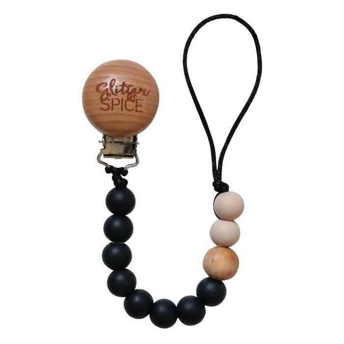 Pacifier Clip with Silicone and Wood by Glitter + Spice