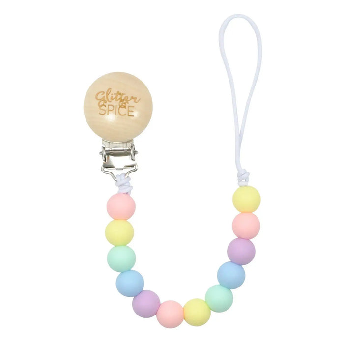 Pacifier Clip with Silicone and Wood by Glitter + Spice