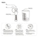 Diagram of a breastmilk collector with labeled parts and usage instructions.