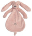 Pink plush bunny toy with a black 'X' on a white background