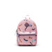Pink backpack with fairy pattern on a white background