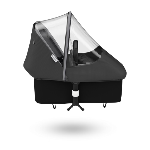 Black bugaboo baby stroller with canopy on a white background