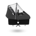 Black bugaboo baby stroller with canopy on a white background