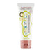 Tube of Jack N' Jill raspberry-flavored toothpaste on a white background