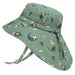 Green children's sun hat with animal pattern on a white background