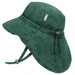 Green patterned sun hat with a drawstring on a white background