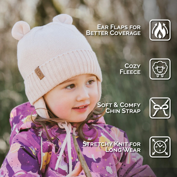 Jan & Jul Light Knit Bear Hat with Ear Flap