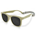 Beige sunglasses with dark lenses on a white background