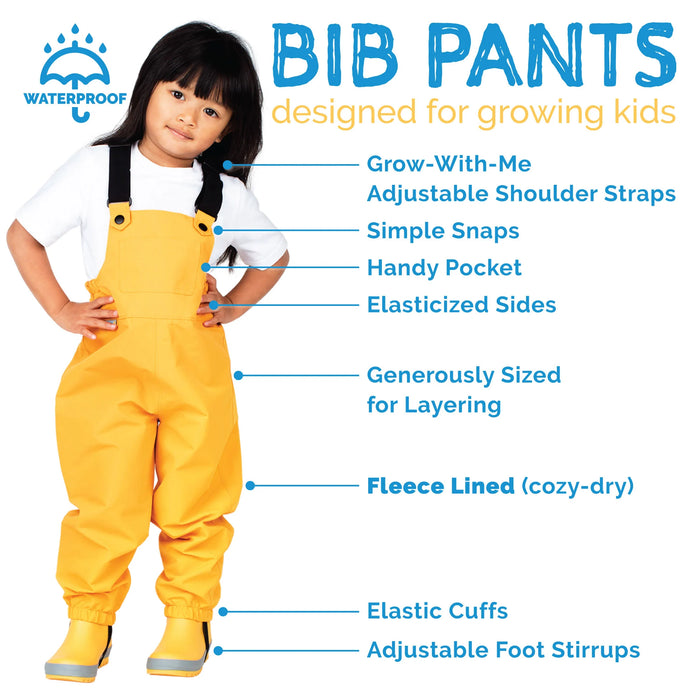 Jan & Jul Cozy-Dry Rain Bib Overall Pants (Fleece-Lined)
