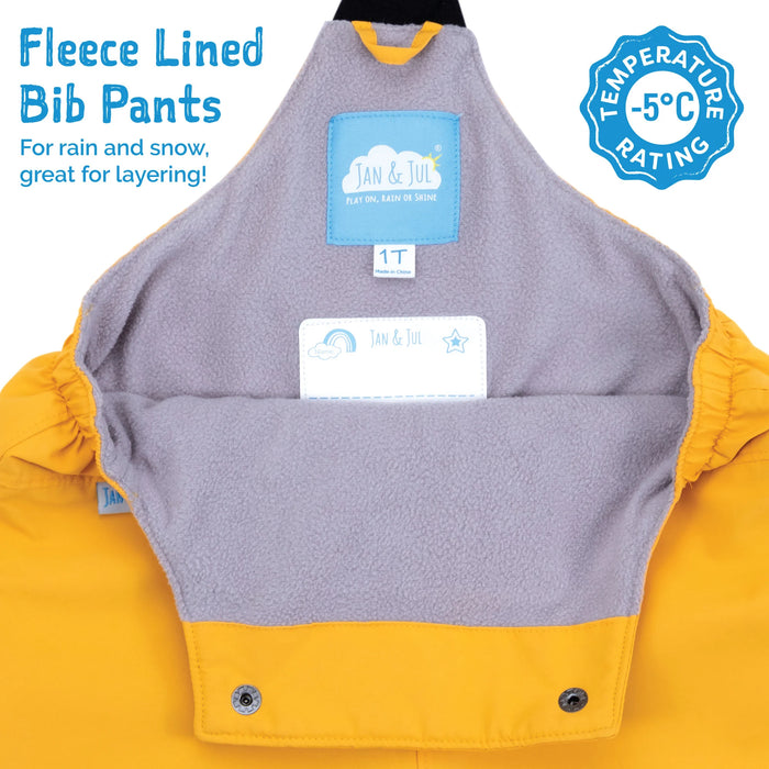 Jan & Jul Cozy-Dry Rain Bib Overall Pants (Fleece-Lined)