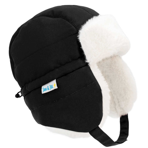 caption-Children's Adjustable insulated hat- Black