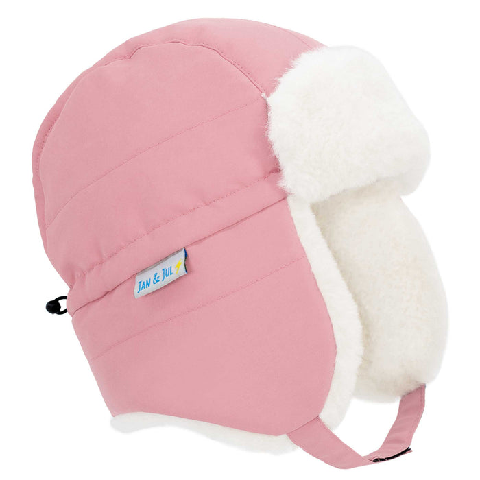 caption-Children's Adjustable insulated hat - Dusty Pink