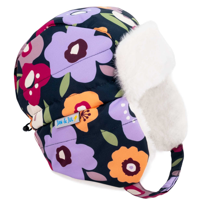 caption-Children's Adjustable insulated hat - Winter Flowers