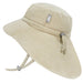 Beige sun hat with a drawstring on a white background