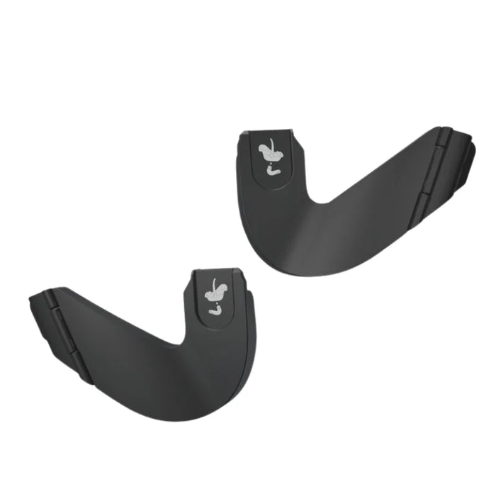 Two black car seat adapter attachments on a white background for the Joolz Aer 2