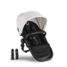 Black baby stroller with white canopy on a transparent background