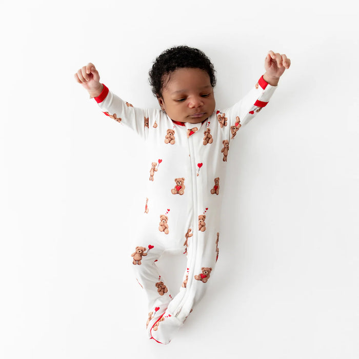 Kyte Baby Zippered Footie - Heart and Bows Limited Edition