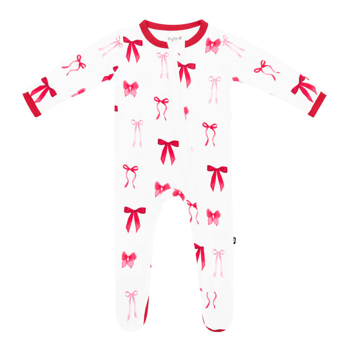 Kyte Baby Zippered Footie - Heart and Bows Limited Edition
