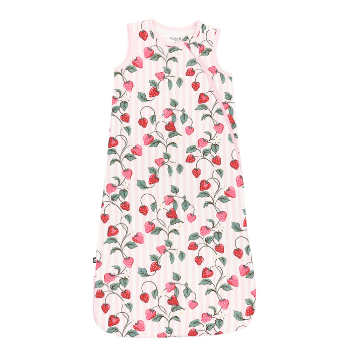 Dress with strawberry pattern on a white background