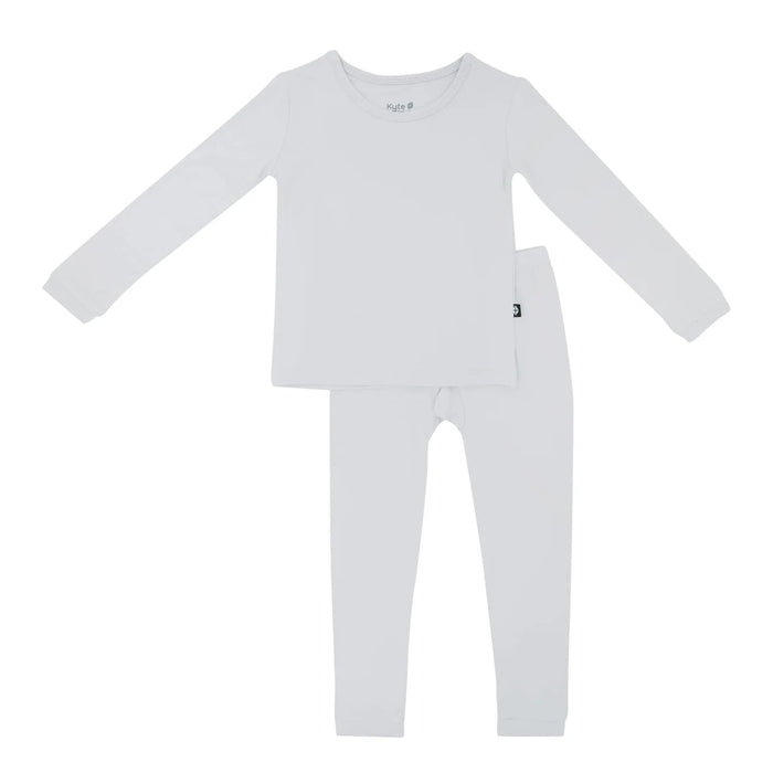 Grey children's pajama set on a white background