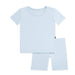 Light blue t-shirt and shorts set on a white background