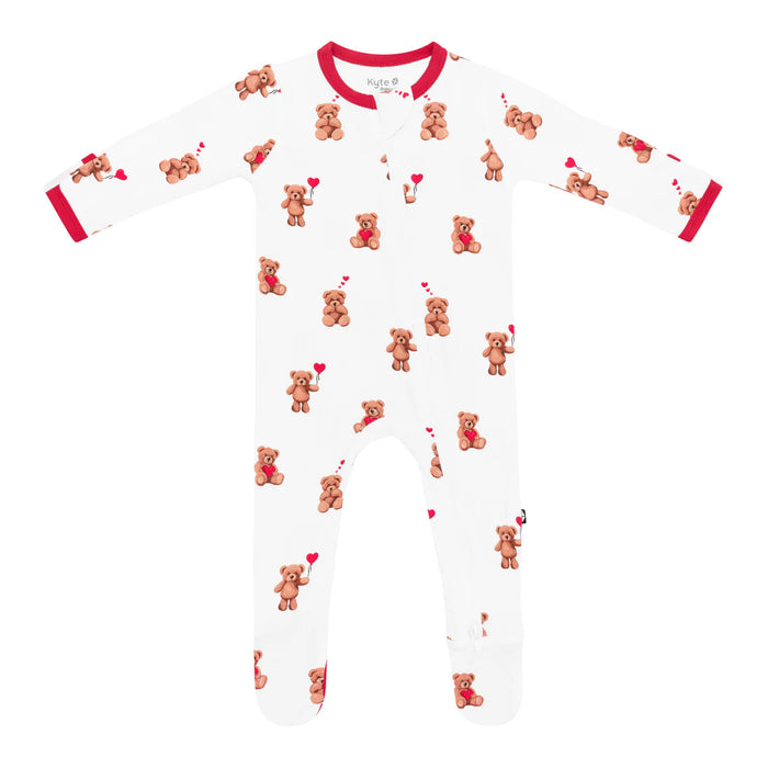 Kyte Baby Zippered Footie - Heart and Bows Limited Edition