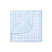 Blue and white checkered blanket on a white background