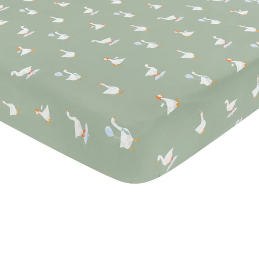 Silly goose kyte fitted sheet on a white background