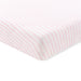 Striped fabric with pink and white horizontal stripes on a white background