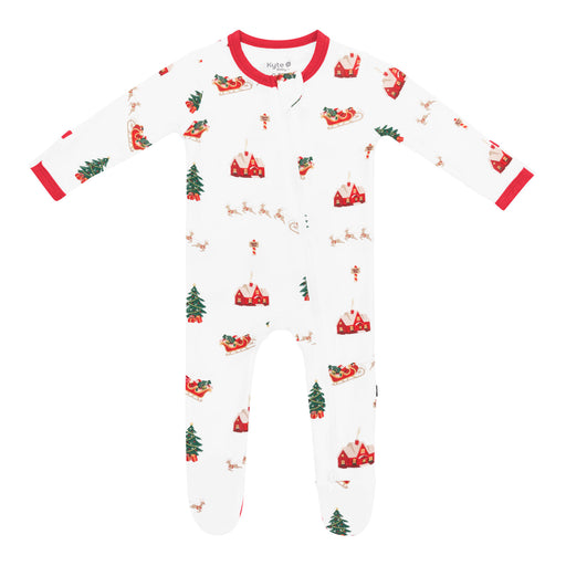 Kyte Children's onesie with Christmas-themed pattern on a white background