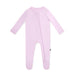 Pink baby onesie with a zipper on a white background