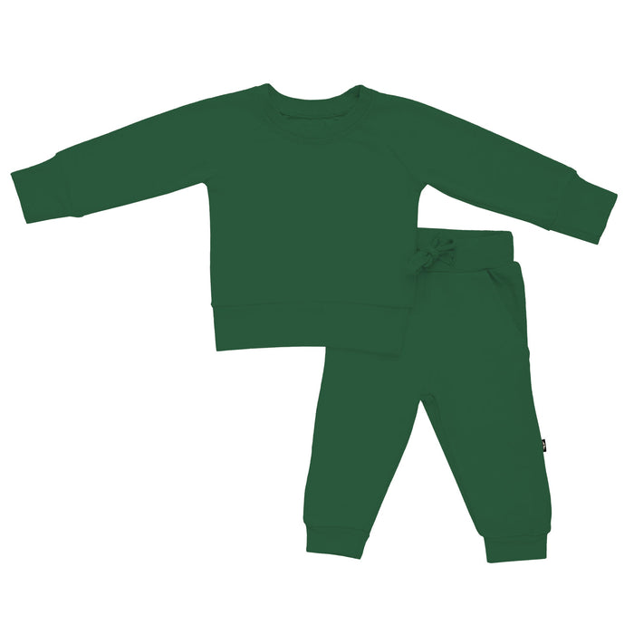 caption-Kyte Baby Jersey Jogger 2-Pc Bamboo Set for Kids - Forest Green