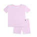 Light purple t-shirt and shorts set on a white background
