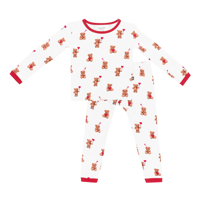 Kyte Baby Toddler Long Sleeve Bamboo PJ Set - Bear Hearts Limited Edition