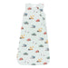 Baby sleeping bag with vehicle pattern on a white background