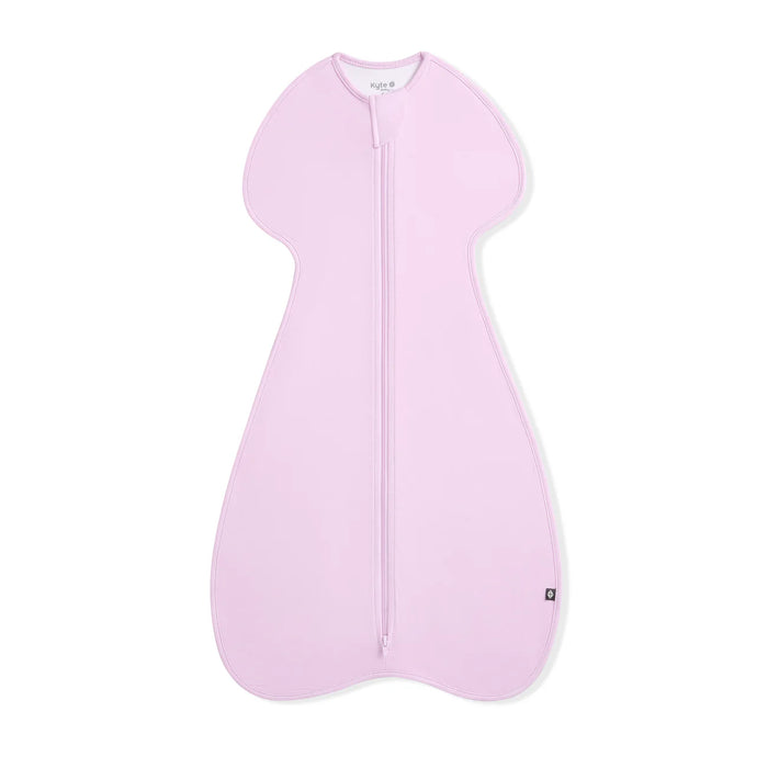 Pink baby sleeping bag with zipper on a white background