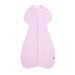 Pink baby sleeping bag with zipper on a white background