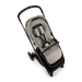 Stroller with gray seat and black frame on a white background