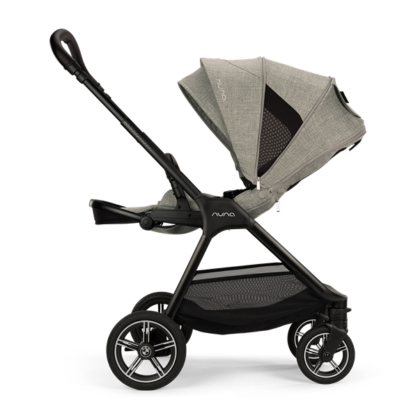 Nuna stroller with a gray canopy on a white background