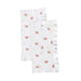 White blanket with strawberry pattern on a white background