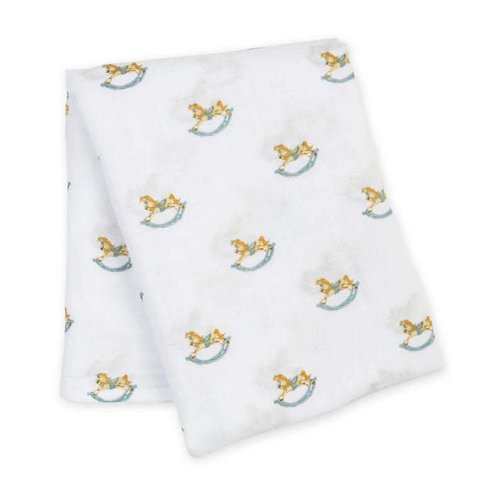 Lulujo Cotton Swaddle - Vintage Rocking Horse - Nurtured