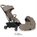 Beige stroller with matching carrycot on a white background
