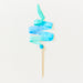 Blue ribbon on a wooden stick against a white background