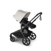 Black stroller with white canopy on a white background