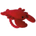 Red plush lobster toy on a white background