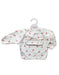 Baby bib with strawberry pattern on a white background