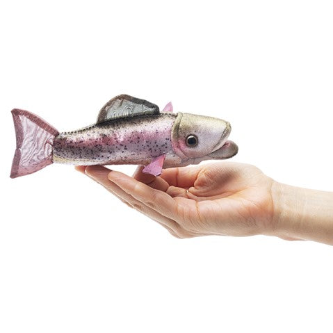 caption-Shimmery Mini Rainbow Trout Fish Puppet