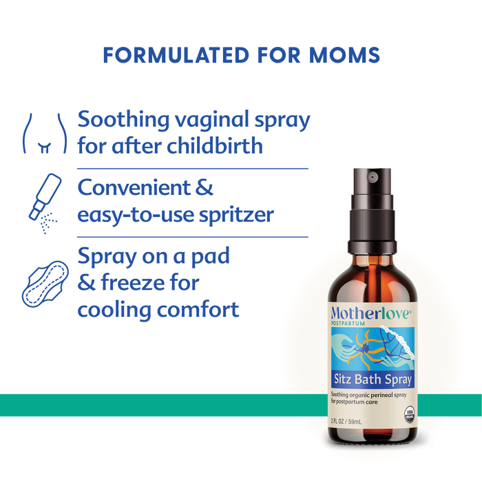 Sitz bath spray bottle with text highlighting features on a white background