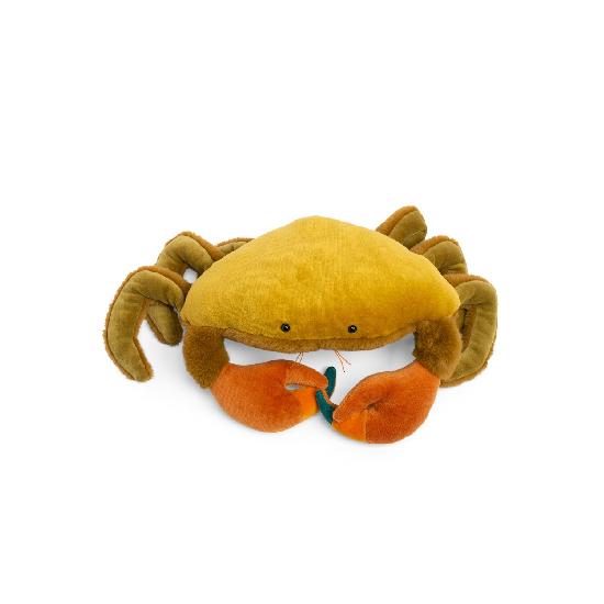 Plush crab toy on a white background